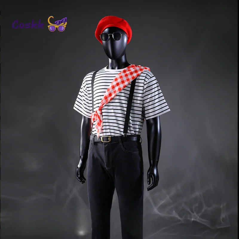 

НОВЫЙ костюм для косплея Clair Obscur: Expedition 33 Gustave, полосатая форма, Хэллоуин, карнавал, Рождественская вечеринка, одежда для ролевых игр