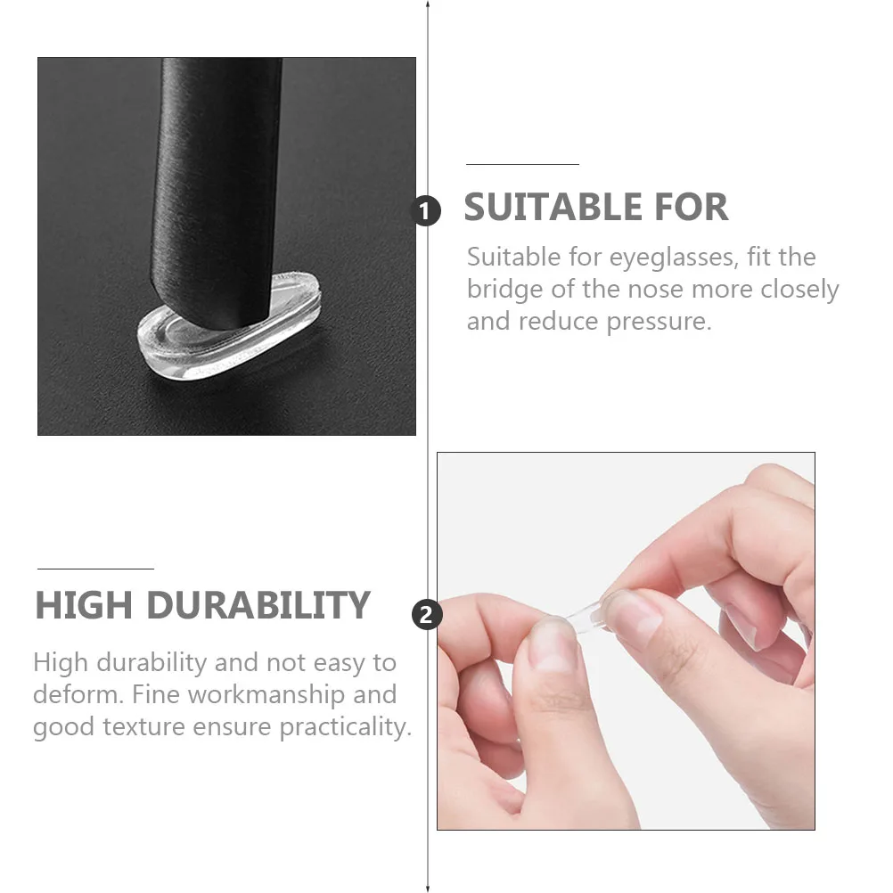 

10Pairs Eyeglass Nose Pads Silicone Anti-Skid Soft Durable Non-Slip Nose Grips Glasses Accessories Practical Use