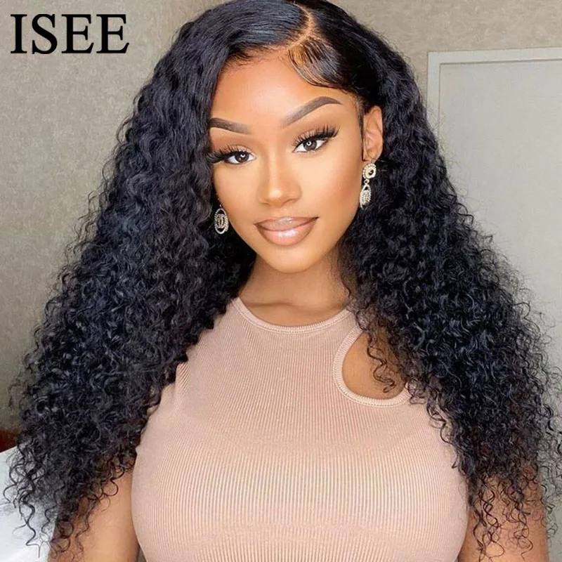 

ISEE Hair Pre Bleached Knots Glueless Wigs Wear And Go Water Wave Wig 6X4 HD Lace Front Wig Pre Cut PrePlucked For Women