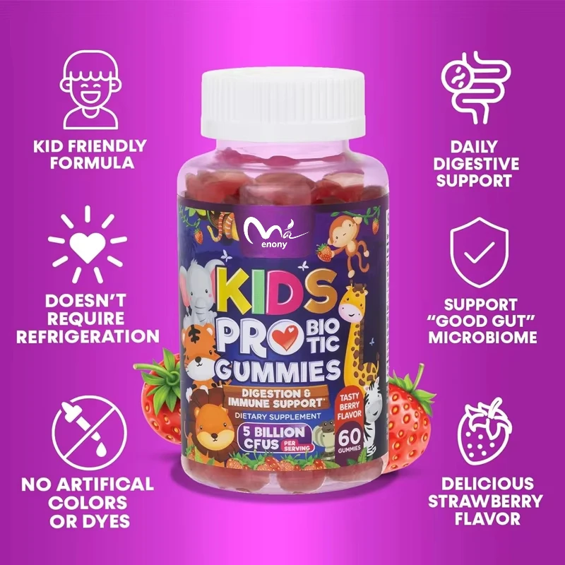 

Children's probiotic berry flavored vegetarian gummies, natural digestive health and immune support, vitamin 60 capsules
