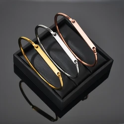 Stainless Steel Trendy Bangles Bracelets Hand Chain for Women Blank Bar Couple Cuff Bangle Birthday Christmas Jewelry Gifts