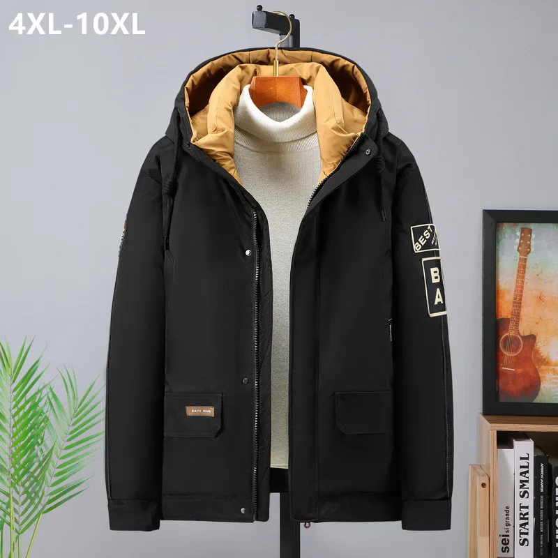 Piloto parkas 10xl 160kg com capuz jaqueta de inverno dos homens algodão acolchoado casacos de carga quente moda plus size 9xl 6xl ao ar livre roupas cáqui