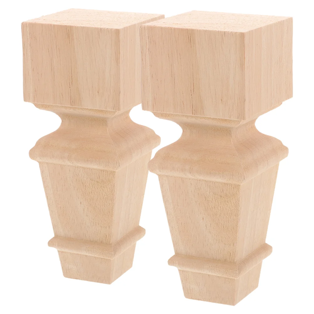 

2 Pcs Furniture Replacement Feet Unfinished Bun Solid Wood Legs Steamed Stuffed Dresser Table