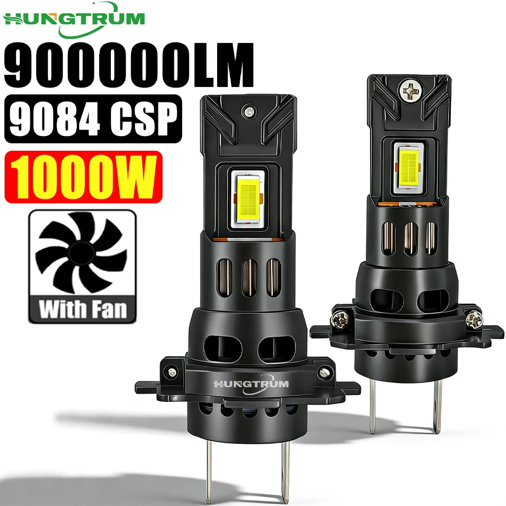 

2Pcs H4 H7 LED Headlight 9003 HB2 High Low Beam Led Car Lights 900000LM 9084 CSP CHIPS Super Bright Headlamp With Fan 6000K