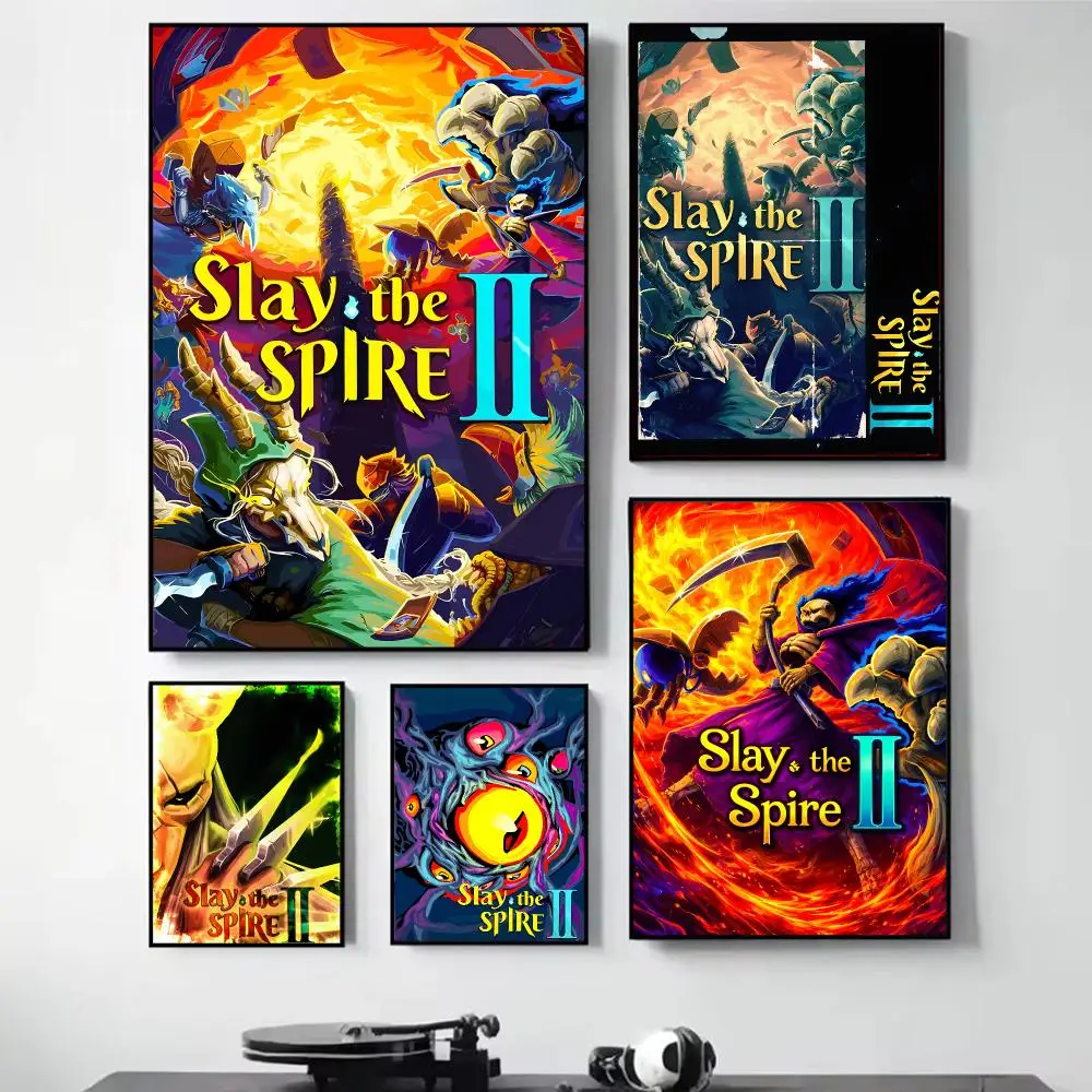 S-Slay The Spire II Game Art Painting Calligraphy Self Adhesive Wall Art Waterproof Print For Bedroom Hallway Home Decor