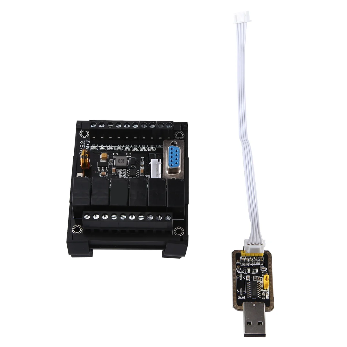 

PLC Industrial Control Board Fx1N-14Mr Module 14Mr Motherboard + Housing + USB Download Cable