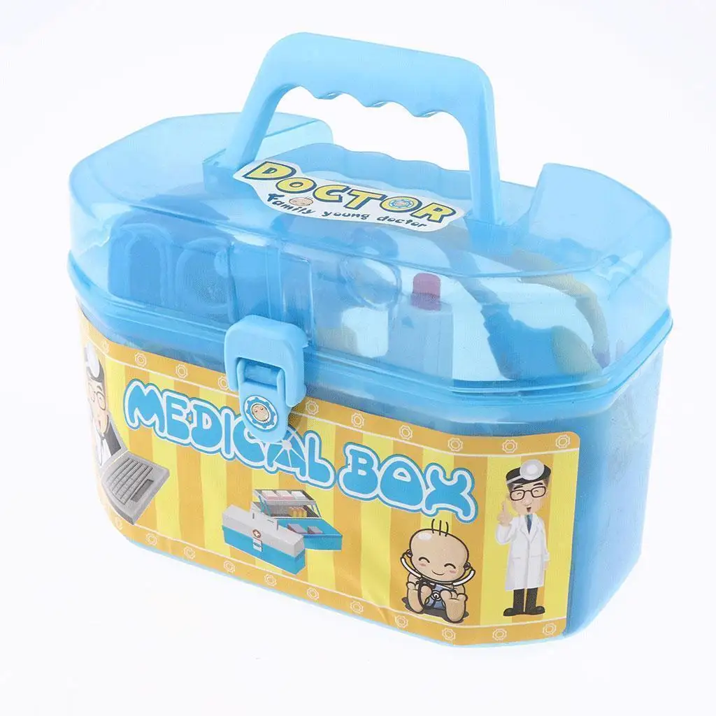 Brinquedos infantis com som e luzes, 8 peças de equipamentos e caixa de armazenamento, kits duráveis fingem presente de feriado/aniversário