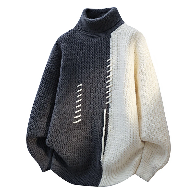 الياقة المدورة سترة الرجال النساء الخريف الشتاء Vintage الربط الألوان البلوفرات موضة البلوزات غير رسمية فضفاضة الرجال تريكو البلوز