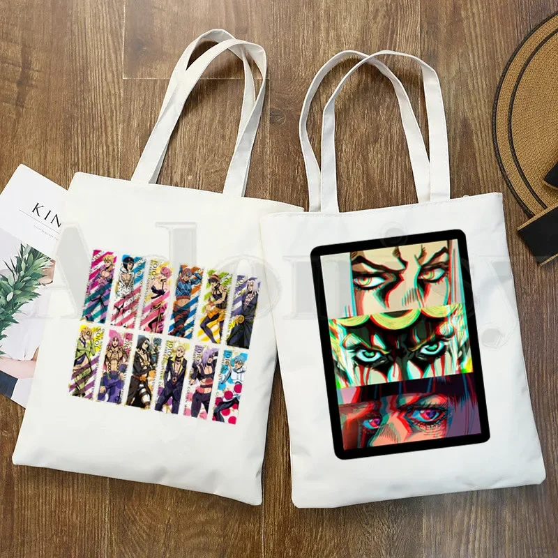 JOJO Japanese Anime Jojo Bizzare Adventure Hip Hop Graphic Cartoon Print Shopping Bags Girls Fashion Casual Pacakge Hand Bag