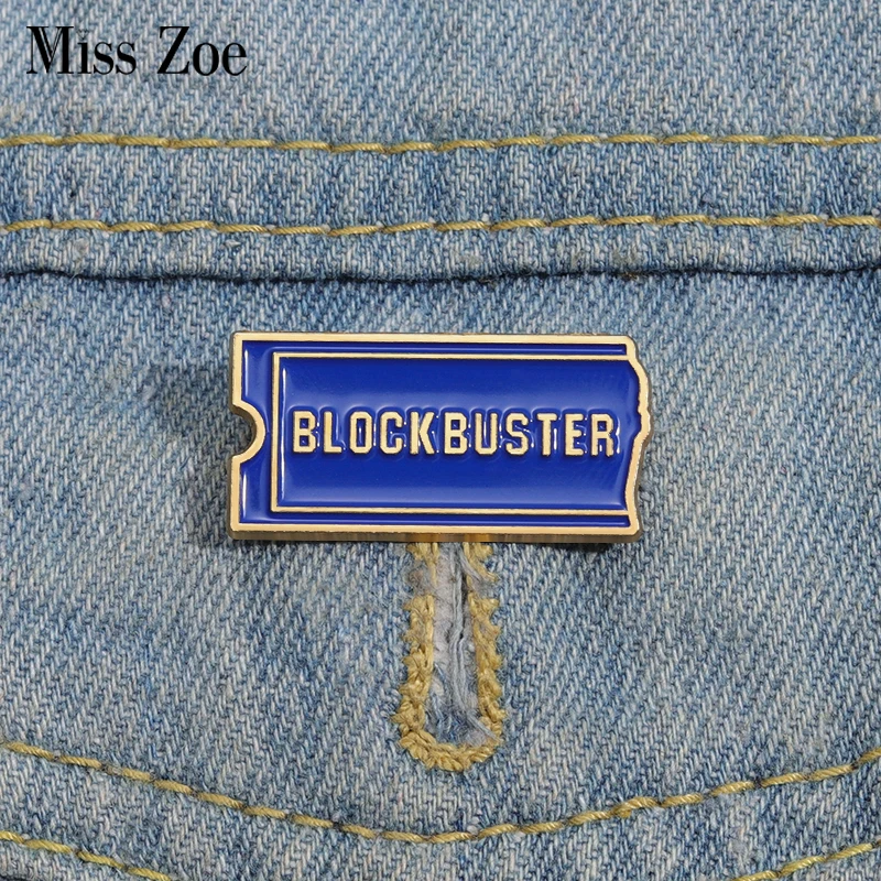 

Blockbuster Video Logo Enamel Pins Custom Rock Music Single Brooches Lapel Badges Funny Jewelry Gift for fans Friends