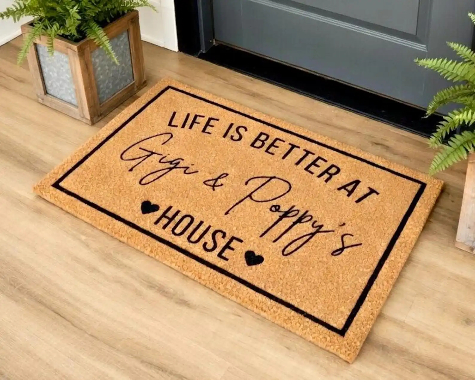 Personalized Life Is Better at Your House Doormat Design Your Name Text Welcome Mat Customized Anti-slip Absorbent Porch Doormat