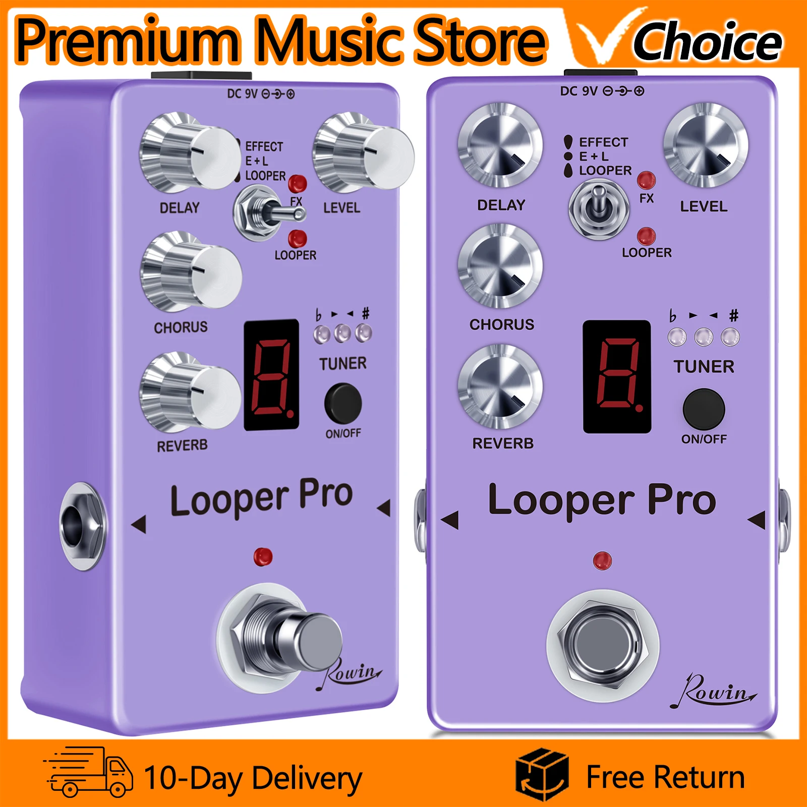 

Гитарная педаль мультиэффектов Rowin Looper Pro: дилэй, хорус, реверб, тюнер, эффекты, неограниченное наложение луп, бас, True Bypass