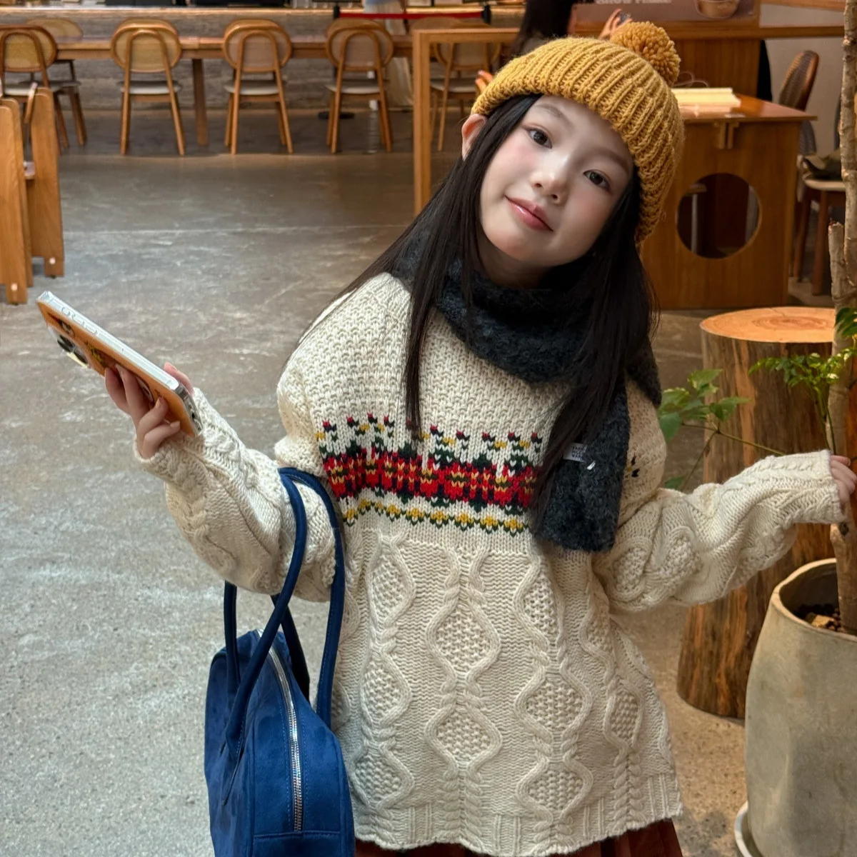 

Children Clothing Comfortable Gentle Versatile Sweater New Autumn Winte Girls Korean Style Fashionable Casual Pullover Sweater