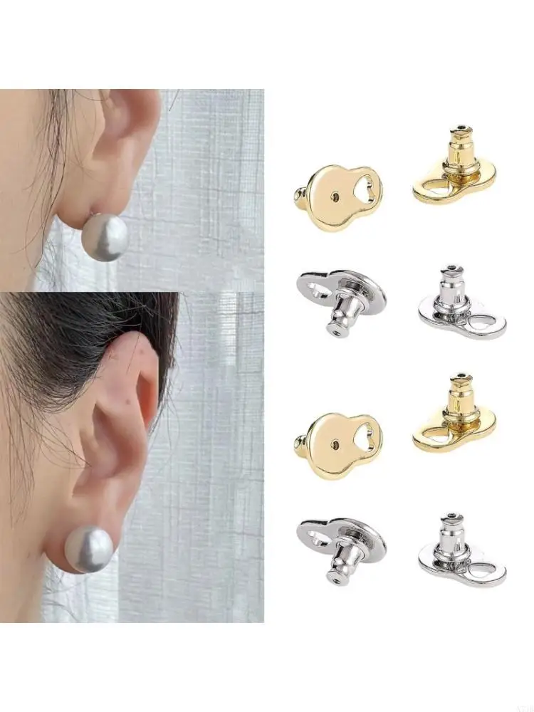  4PCS Heart Design Earring Support Backings For Heavy Earrings Secure Locking Lifters To Prevent Droopy Ears
