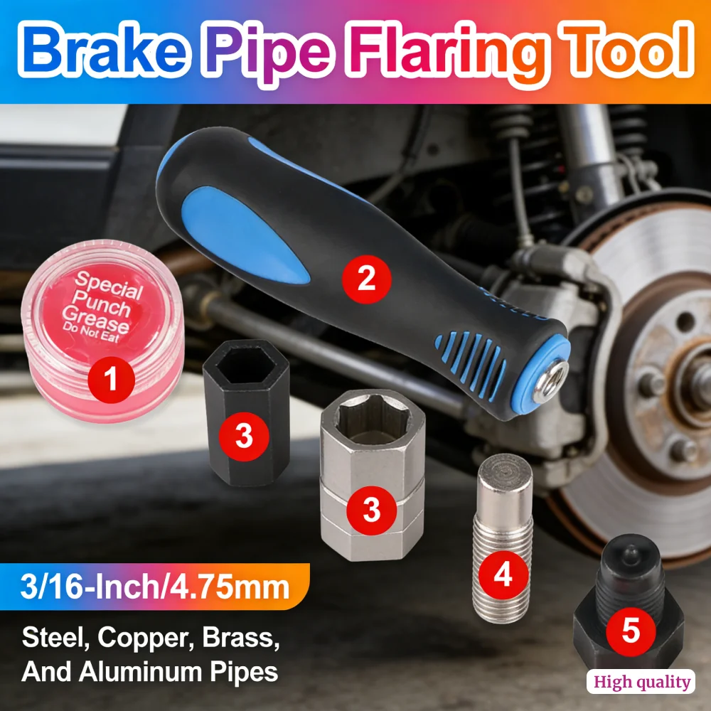 

Набор ручных инструментов для развальцовки тормозных трубок 3/16 дюйма, комплект для ремонта тормозных систем мотоциклов, автомобилей и грузовиков