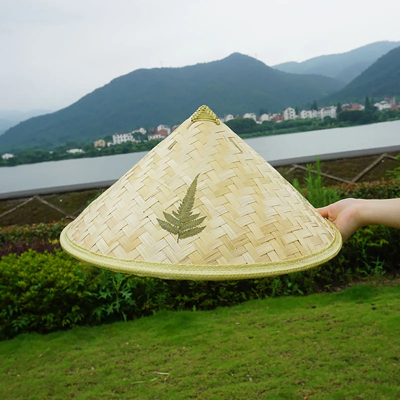 1PC Rice Farmer Hat For Men Women Chinese Bamboo Hat For Adult Unisex Cosplay Ninja Conical Sun Cap Handwoven Fisherman Hat