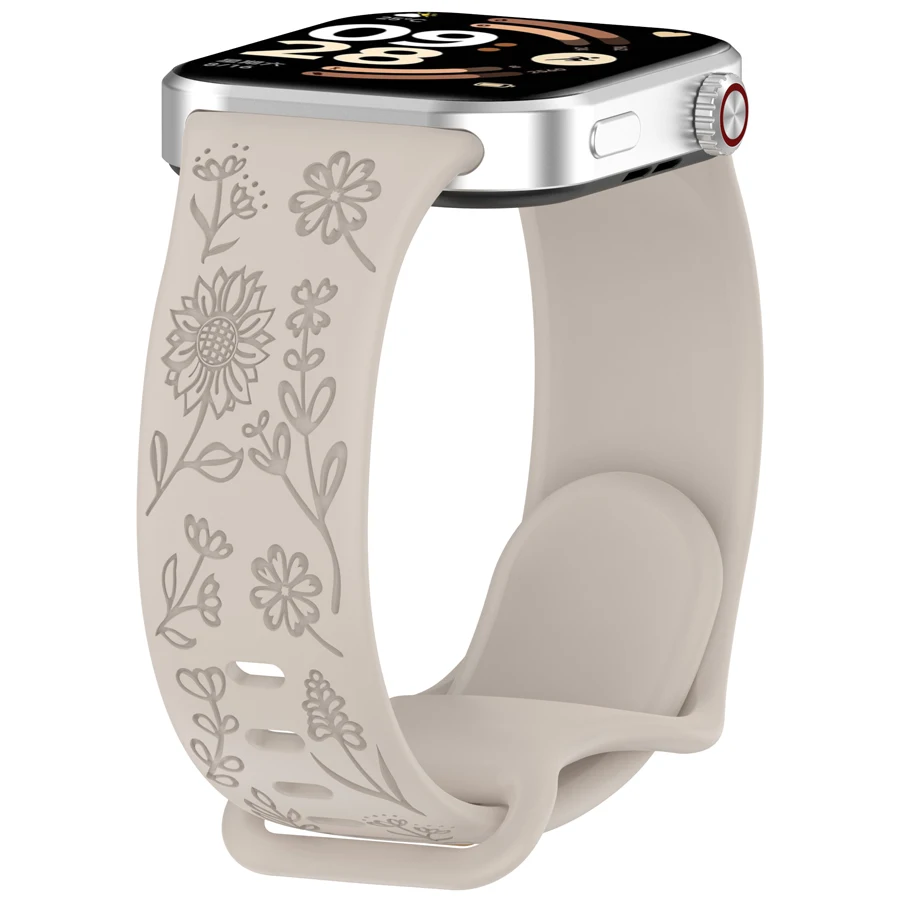 3D-gegraveerde bloemenband voor Xiaomi Mi Smart Band 8 Pro/9 Pro/10 Pro vervangende sport polsband voor Redmi Watch 4 5 6 armband