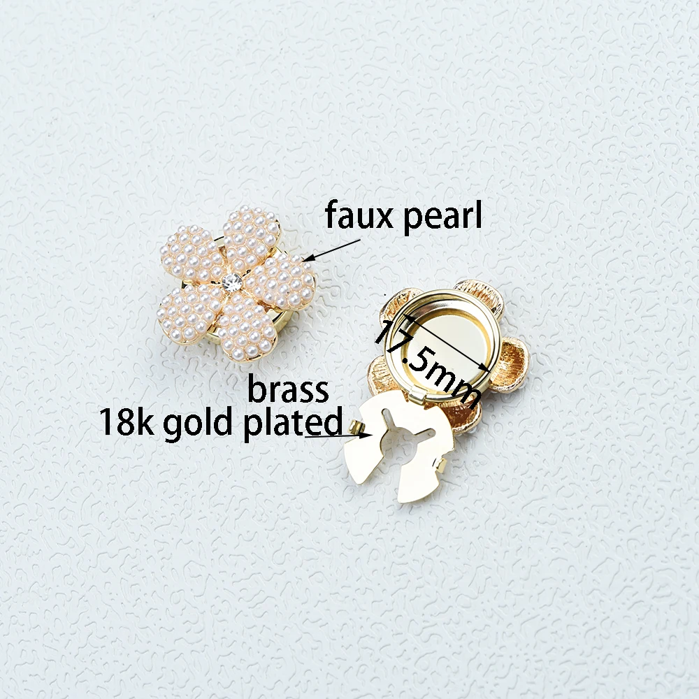 ICEYY  Pearl Beads Five Petal Cufflink Button Covers For Shirt Button Clip Sleeve Buttons Fashion Girls\' Gifts Tux Cufflinks