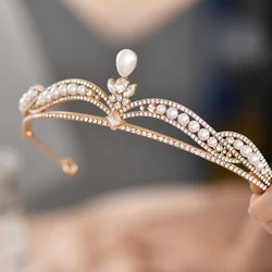 Princess Queen Crown For Women's Headband Rhinestone Crystal Tiaras Bridal Headpieces For Bride Hair Jewelry Accessories