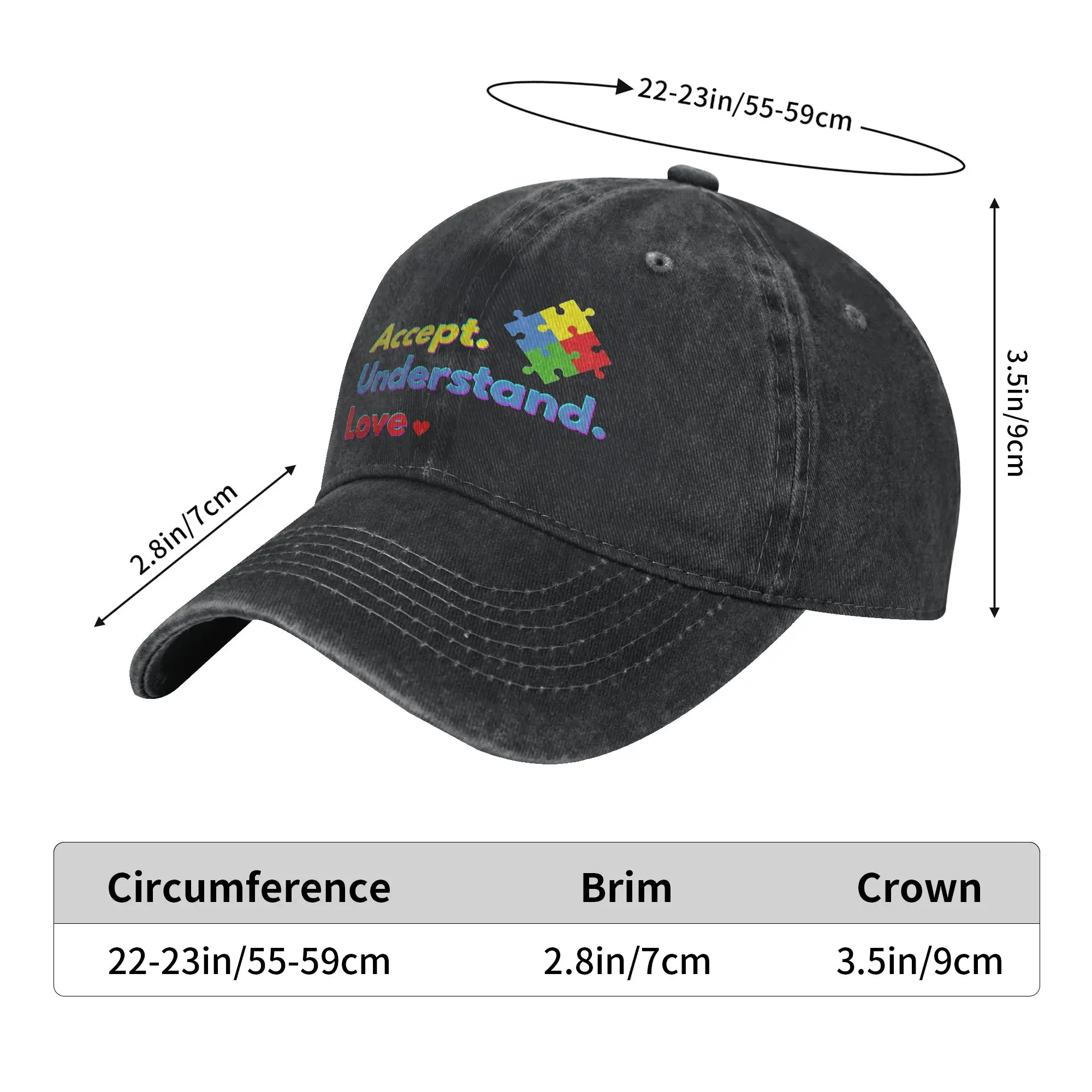 Autism Awareness Respect Love Support  Printed Cap for Men Women Cotton  Trucker Hat Causal Wear Baseball Cap Adjustable