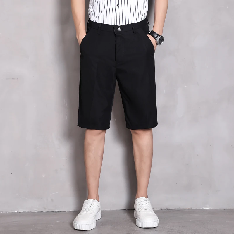 Stylish Straight Casual Shorts Korean Men's Clothing Youthful Vitality Solid Color Summer All-match Zipper Button Knee Pants New