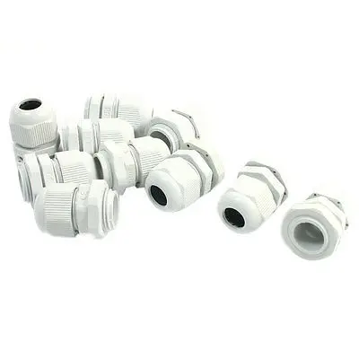 Conector impermeable de plástico impermeable de nailon blanco PG7 PG9 PG11 PG13.5 PG16 PG19 PG21 PG25 PG29 PG36 Cable conector de prensaestopas