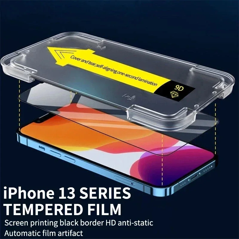 3Pcs 8K High End Easy Installation Screen Protector For iPhone 15 13 12 11 14 Pro Max Mini XR XS 7 8 15 Plus SE Tempered Glass