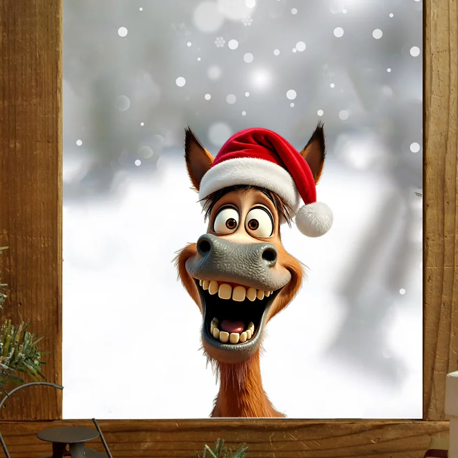 1pc Christmas Window Sticker,suitable for cabinet,glass doors,windows and wall decor,holiday decoration,freely DIY combinable
