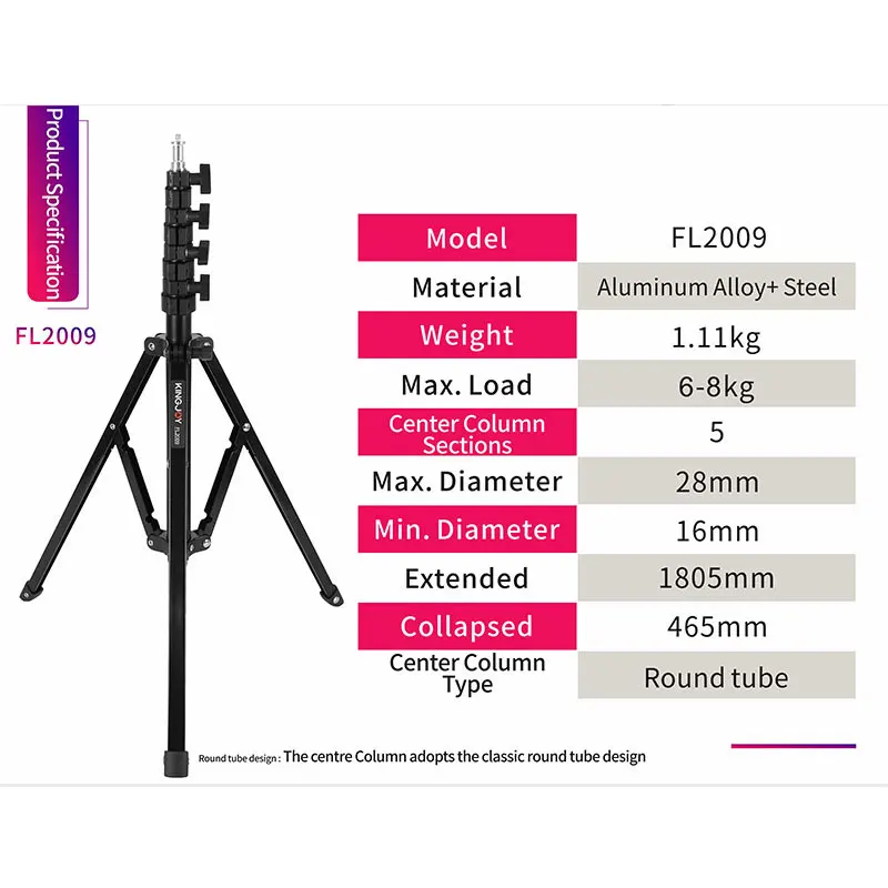 Imagem -03 - Kingjoy 1.8m Luz Tripé Suporte Carga Máxima para 8kg para o Telefone Móvel Transmissão ao Vivo Rack Luz de Preenchimento Estação tv Estúdio Foto Tripés