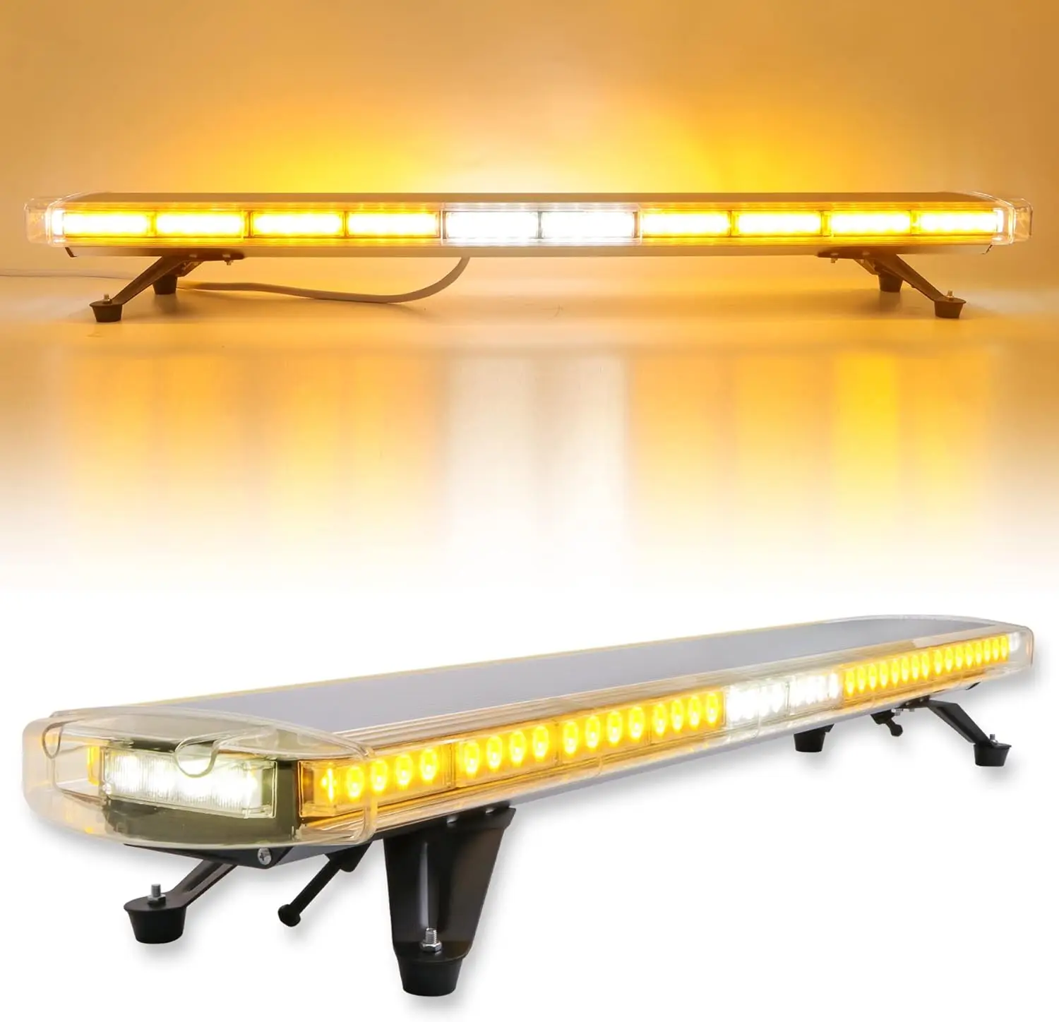 

88 LED Strobe Light Bar 47" Amber/White/Amber Emergency Warning Beacon for Trucks Tow Vehicles Construction Low Profile IP65