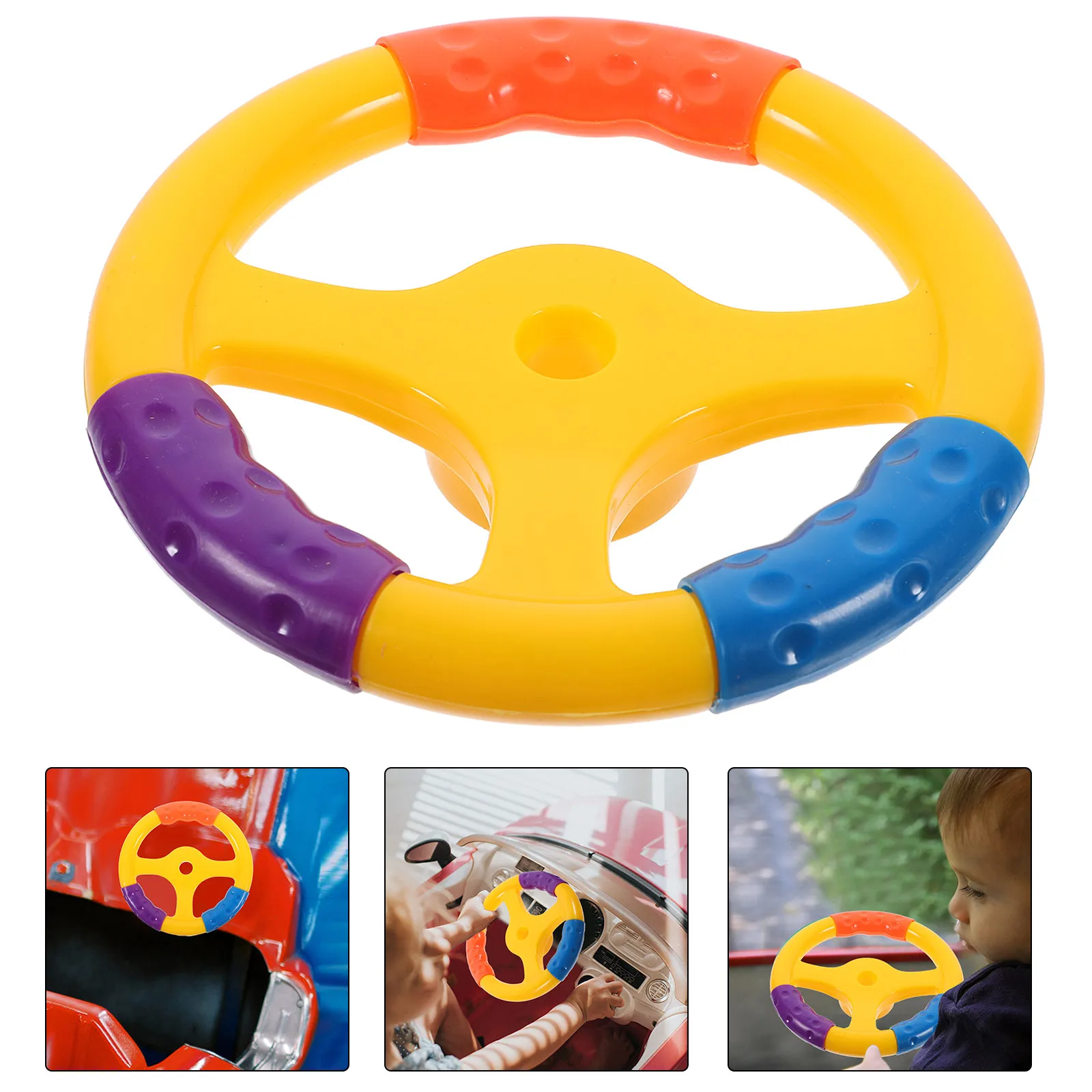 

Colorful Plastic Steering Wheel Simulated Driving Kids Car Accessory Easy Install Swing Car Replacement Comfortable Grip