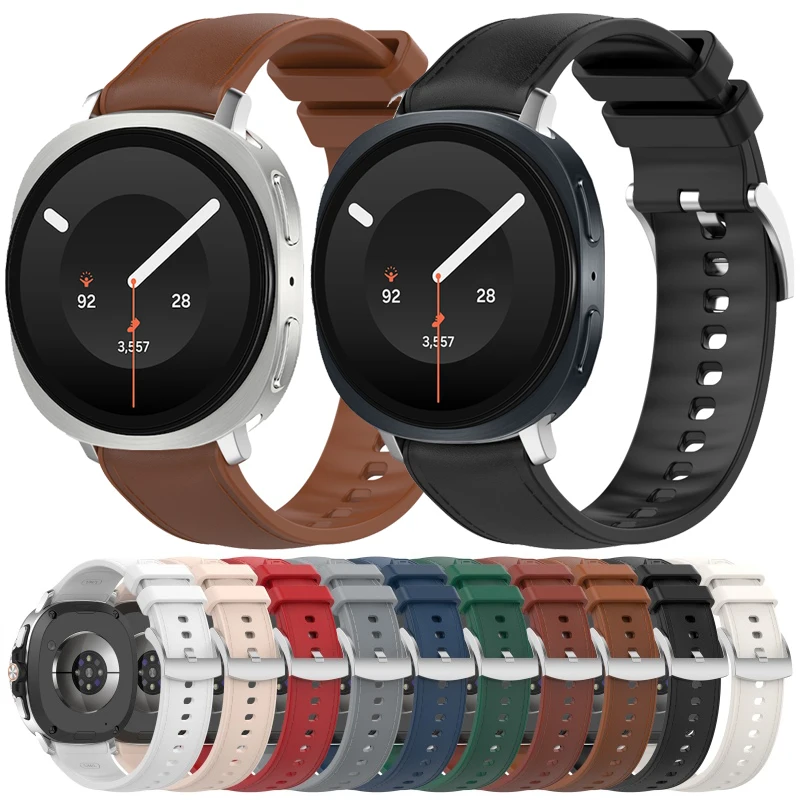 Offizielles Leder-Silikonarmband für Samsung Galaxy Watch 9 40 mm 44 mm, Sportarmband für Samsung Watch 8/8 Classic 46 mm Gürtel
