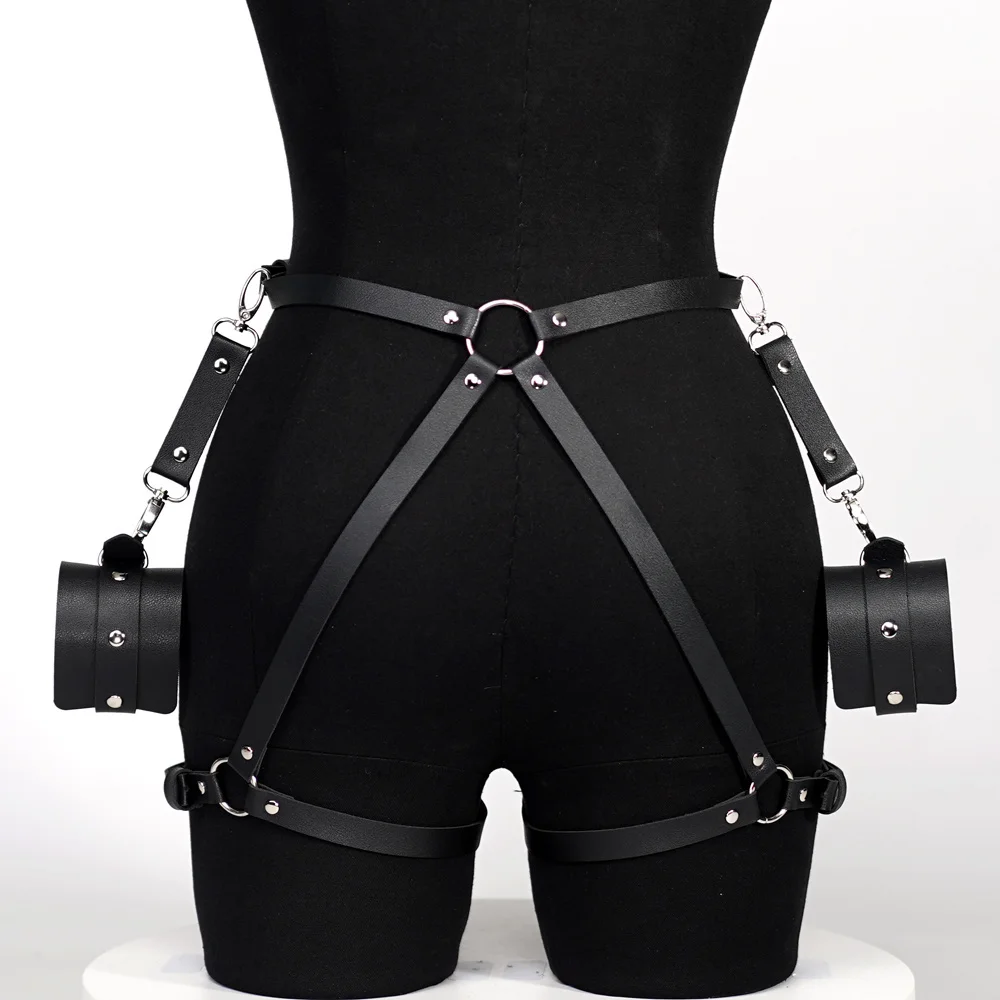 Donne Sexy Leg Harness coscia reggicalze Lingerie in pelle giocattoli del sesso Bdsm Bondage Lingerie Goth Fetish Women Festival Rave Outfit