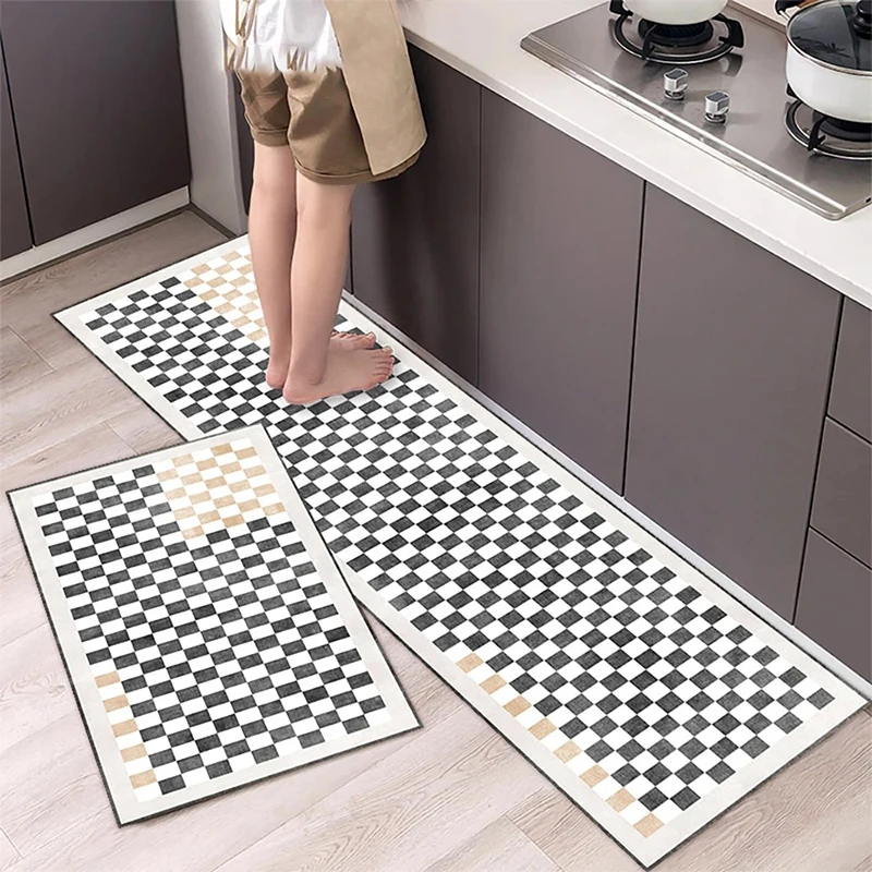 Kitchen Rugs Non-slip Waterproof Durable Bathroom Entrance Door Mat Washable Cuttable Leather Long Size Rugs Alfombra 주방 카펫