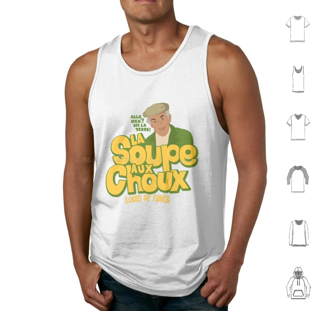 La Soupe Aux Choux : Louis De Funes Tank Tops Print Cotton La Soupe Aux Choux Louis De Funès Cult Movie 80s Nostalgia