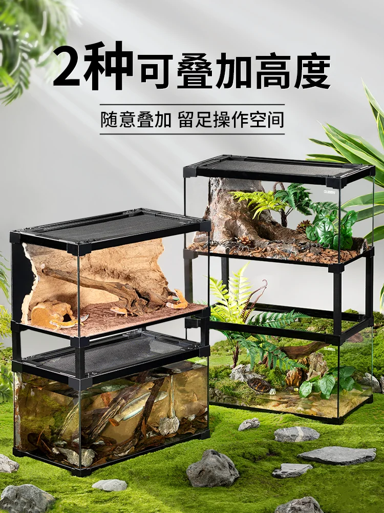 Reptile Pet Housing Maned Lion Lizard Guardian Snake Horned Frog Reptile Pet Tank Turtle Rainforest Tank Glass Tank Stackable