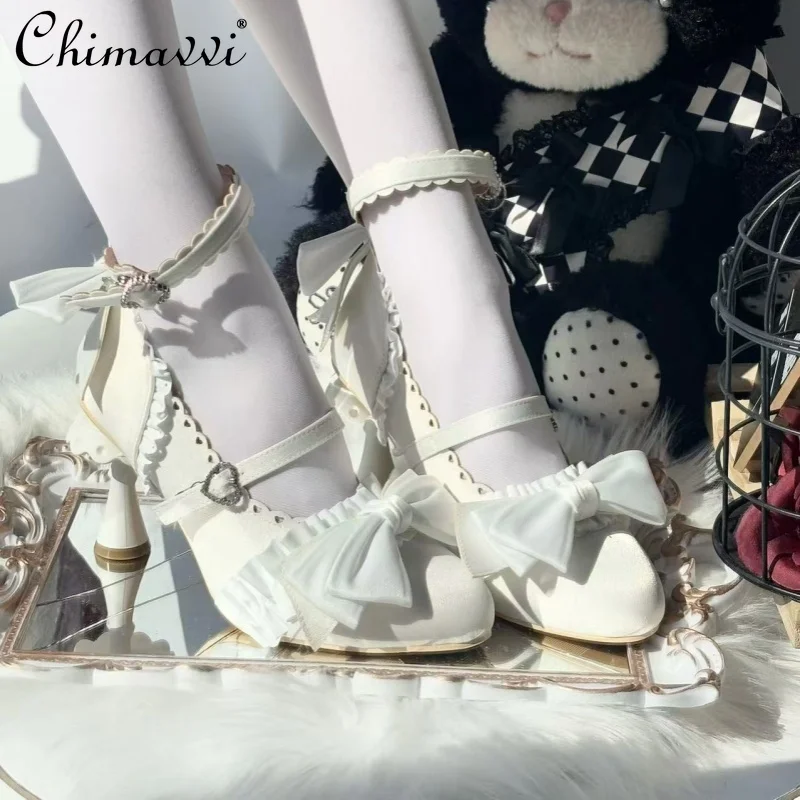 

Lolita Original High Heels Cla Series Special-shaped Heel Lo Shoes 2025 New Princess Sweet Bow Girls Temperament Pumps Women