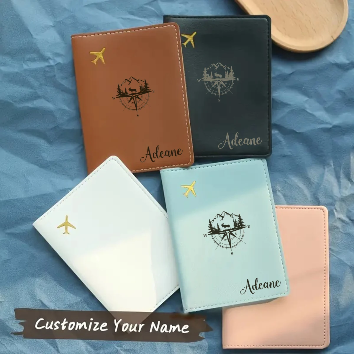 

1pc Custom Name Passport Holder and Luggage Tag Set Holiday Gift Leather Passport & Luggage Tag Reliable