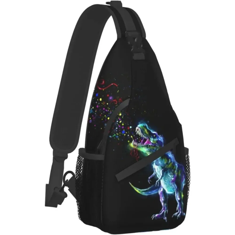 Dinosaur Shoulder Bags Mini Rope Sling Bag Crossbody Waterproof Fashion Chest Daypack for Hiking Travel Runner Biking Climbing