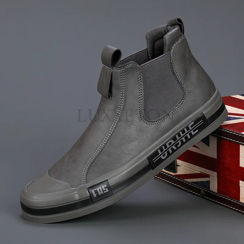 Winter Mens New High-top Casual Shoes Mens Leather Shoes Plus Cashmere Warm Two Cotton Shoes Mens Winter Shoes Martin Boots