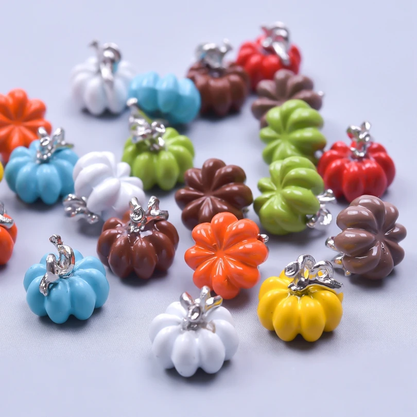 8Pcs/Lot Mix Color 3D Halloween Pumpkin Charms Enamel  Food Vegetables Pendant For Diy Collier Jewelry Accessories In Bulk Pack