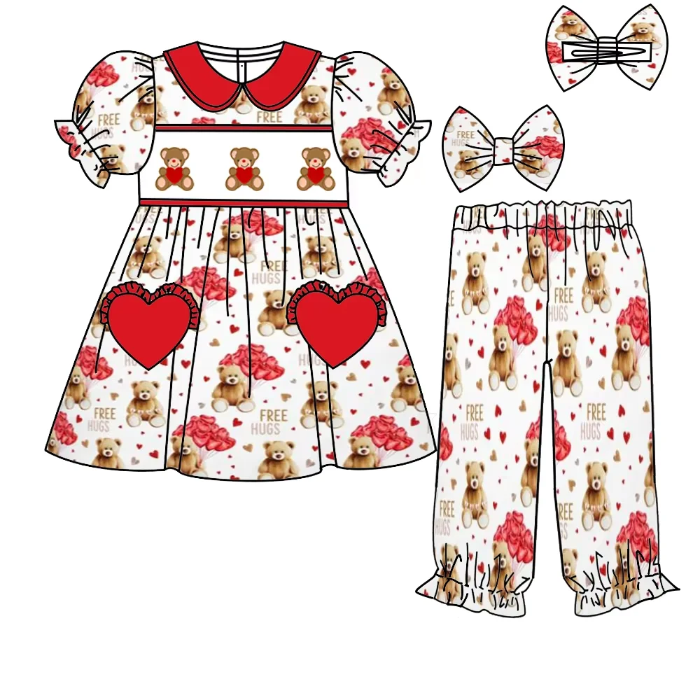 مجموعة ملابس بوتيك كيدز لعيد الحب مطبوعة على شكل سموك Pjs للأطفال الصغار على شكل فراولة مجموعة ملابس كرتونية للأولاد #6