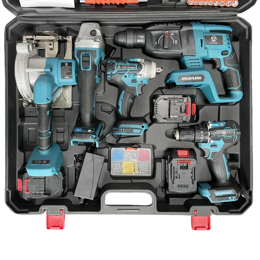 

4 In 1 Power Tool Portable Lithium Electric Hammer Less Angle Grinder Cordless Screwdriver Combination Tool Kit