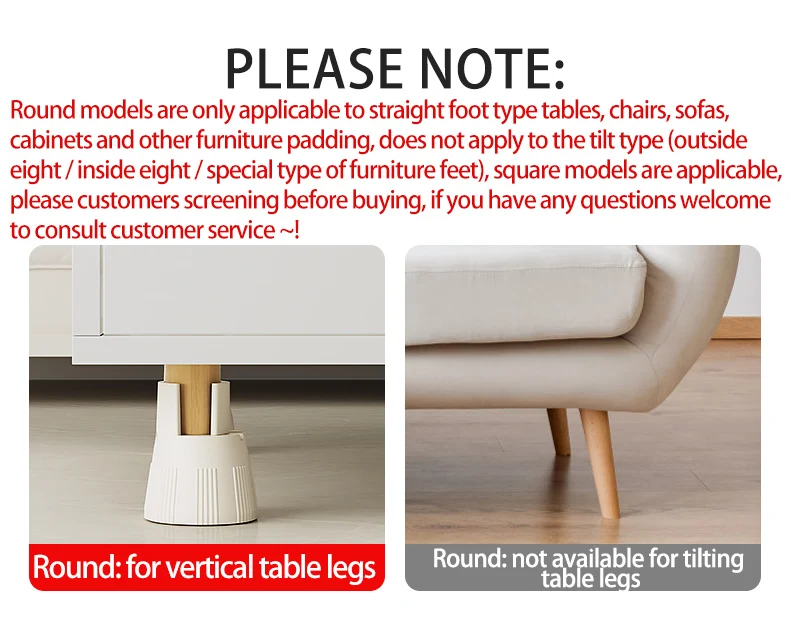 Adjustable Splint-Type Furniture Protection Pads: Moisture-Proof, Shockproof; Fit Table/Chair/Stool Legs, Heightens