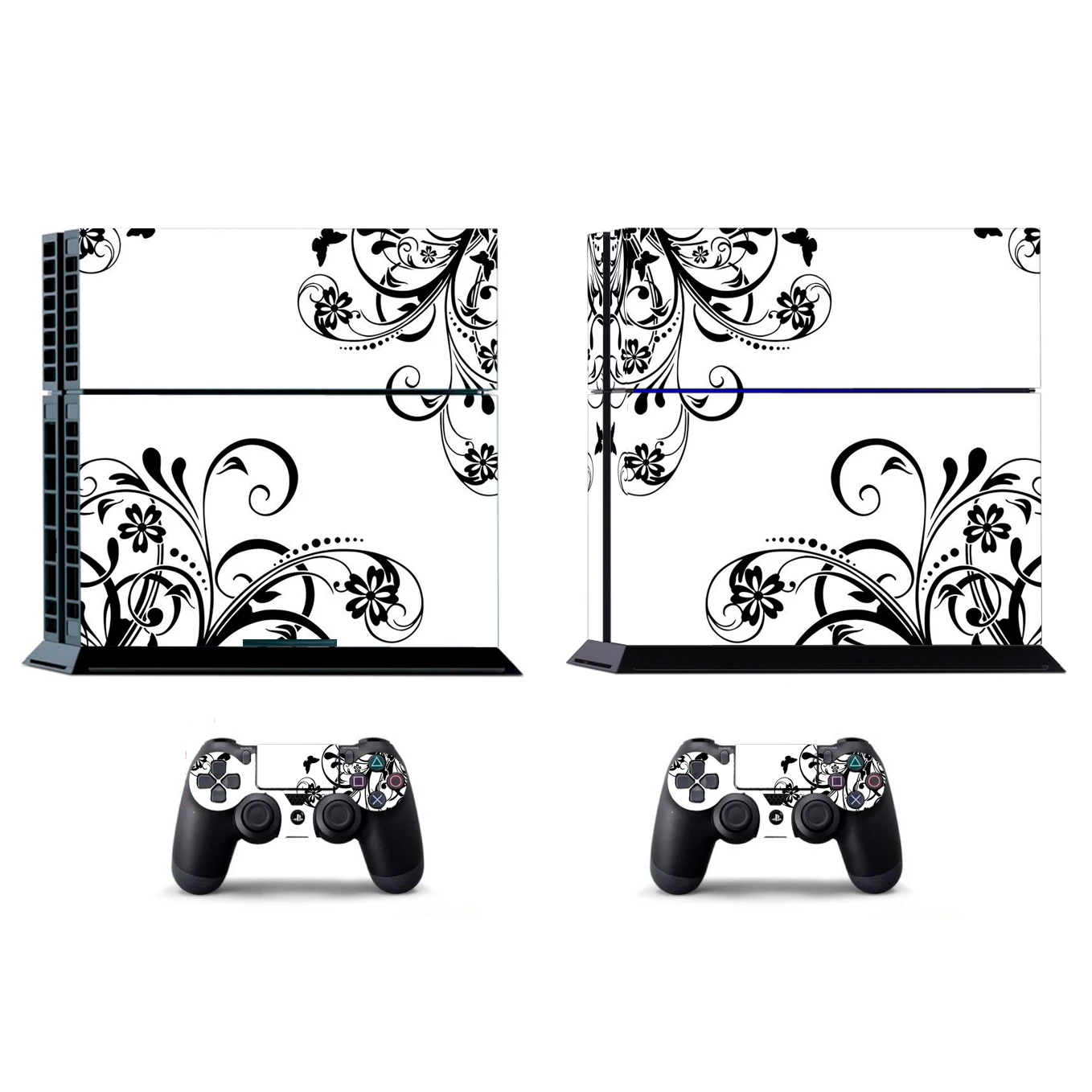 소니 PS4 플레이스테이션 4 및 2 컨트롤러 스킨 스티커, 블랙 블루 및 화이트 1458 비닐 스킨 스티커