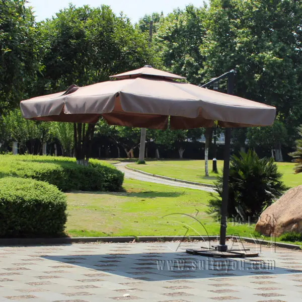 3*3m Aluminum Side Pole Patio Umbrella Cantilever Umbrella Prarasol Garden Shading Cabana ( No Stone Base)