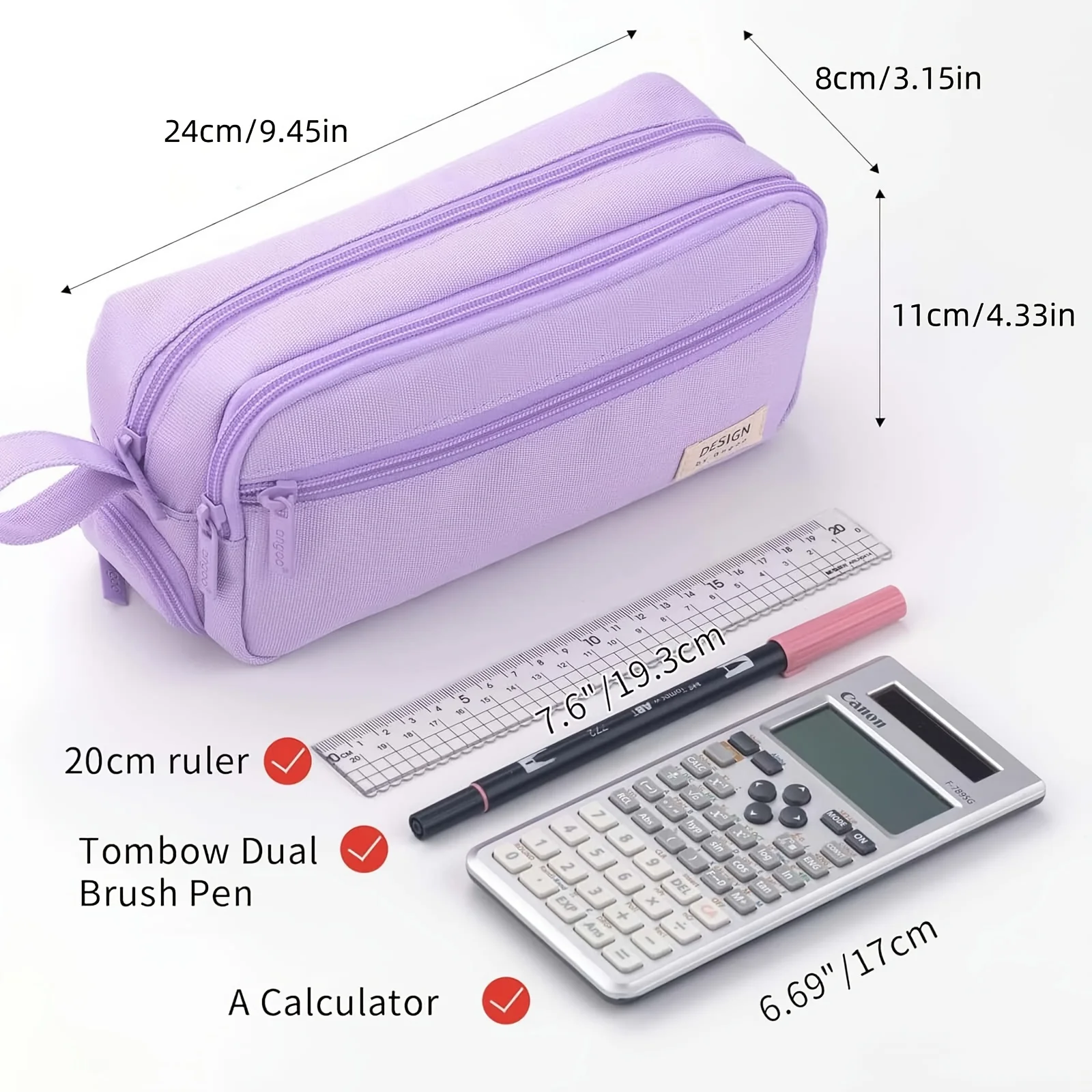 قطعة واحدة من مقلمة قماش أكسفورد ذات سعة كبيرة، منظم متعدد الأقسام مع مقبض للأقلام والعلامات والاستخدام المدرسي والمكتبي