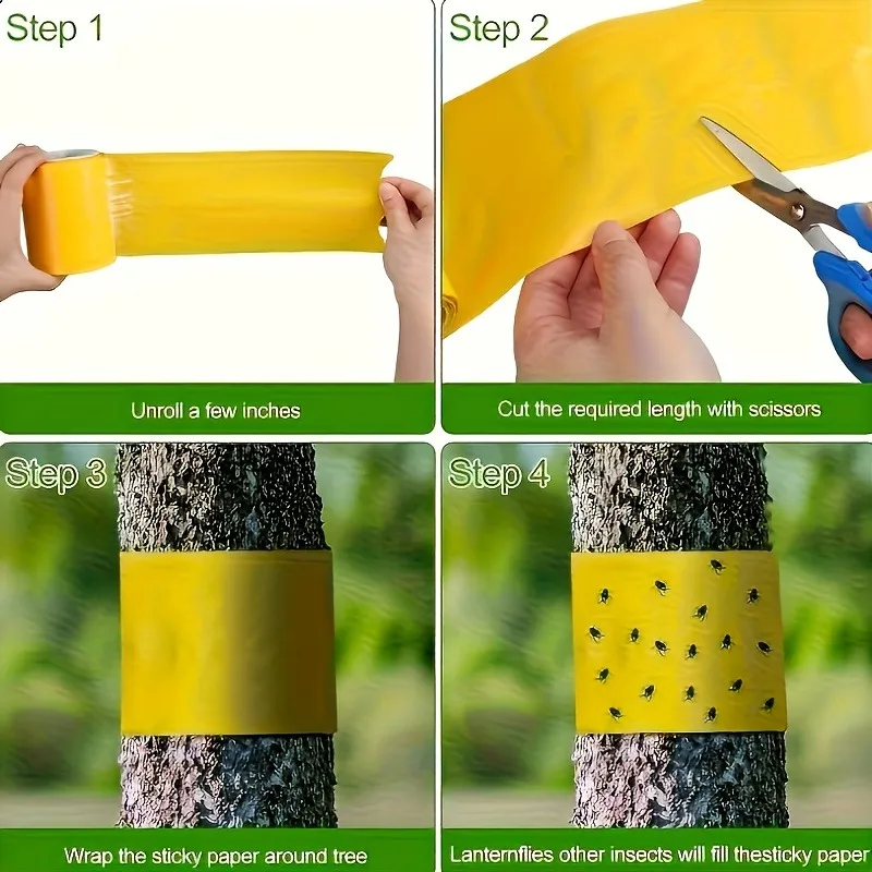 1 Rolle doppelseitiges, klebriges Insektenbarriere-Klebeband, wirksam gegen Schädlinge im Außenbereich, selbstklebend, geeignet für Bäume und Gärten – Detail 4