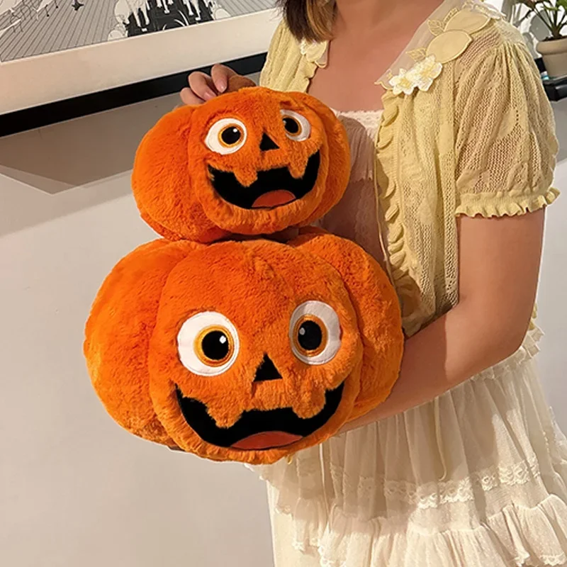 Calabaza de Halloween, juguete de peluche Kawaii, mueca, muñeco de calabaza, almohada de calabaza naranja suave, decoración divertida para fiesta y habitación