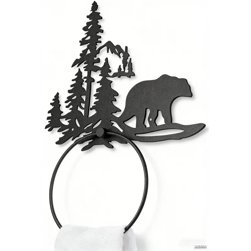 

Круглое кольцо для полотенец, матовое черное оборудование, настенная вешалка для полотенец для рук, подходит для ванной комнаты, кухни, туалета, декорации в стиле кантри